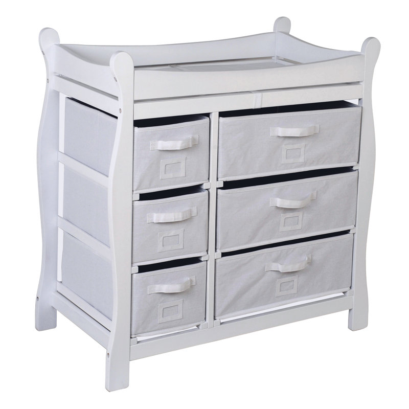 Viv + Rae Shannon Sleigh Style Baby Changing Table with 6 Baskets